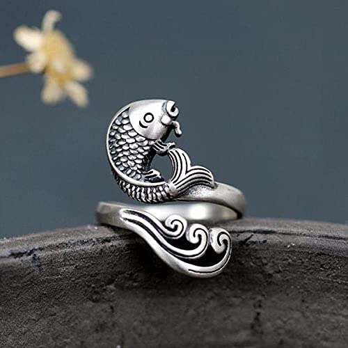 Pingyongchang 9pcs Vintage Adjustable Knitting Loop Crochet Ring  Punk Crochet Ring - Knitting Accessories  Snake Peacocks Fish Open Finger Ring/Adjustable Braided Ring for Faster Knitting Best Women Men Rings - Image 2